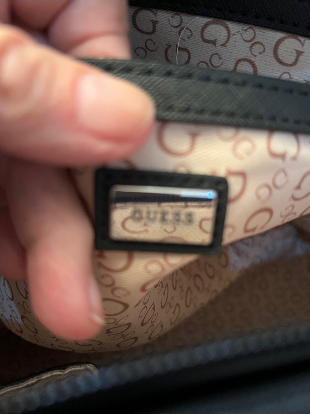 GUESS NWOT XL Black and Gray Monogram Tote with Shoulder Strap - Picture 8 of 9